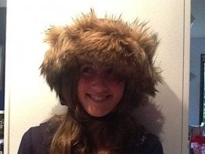 After: Funky furry snowboard helmet