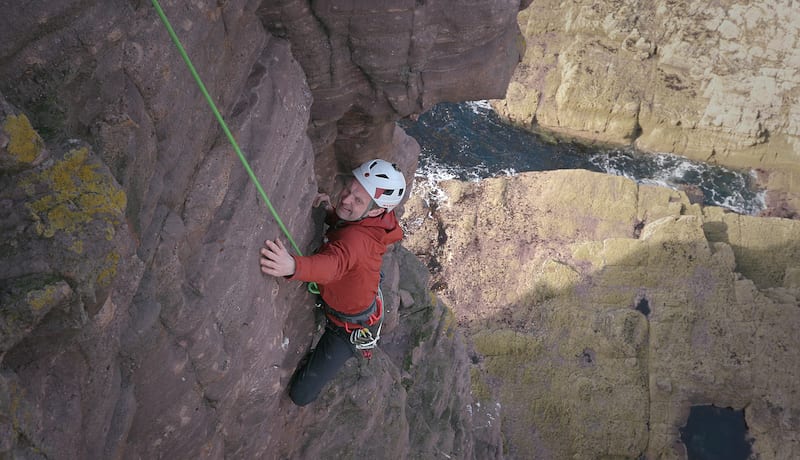 Red on the second pitch of Am Buachaille. Credit: Keith Partridge